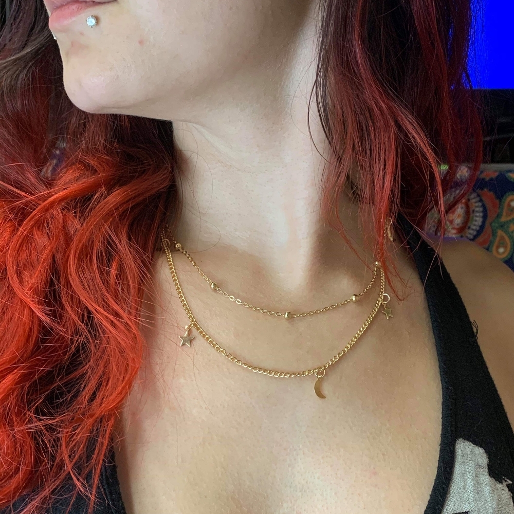 ๐ฅ2/$20๐ฅ Moon & Star Layered Necklace - Picture 3 of 8